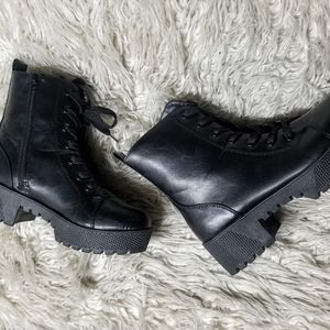 Black booties combat doc martins moto booties